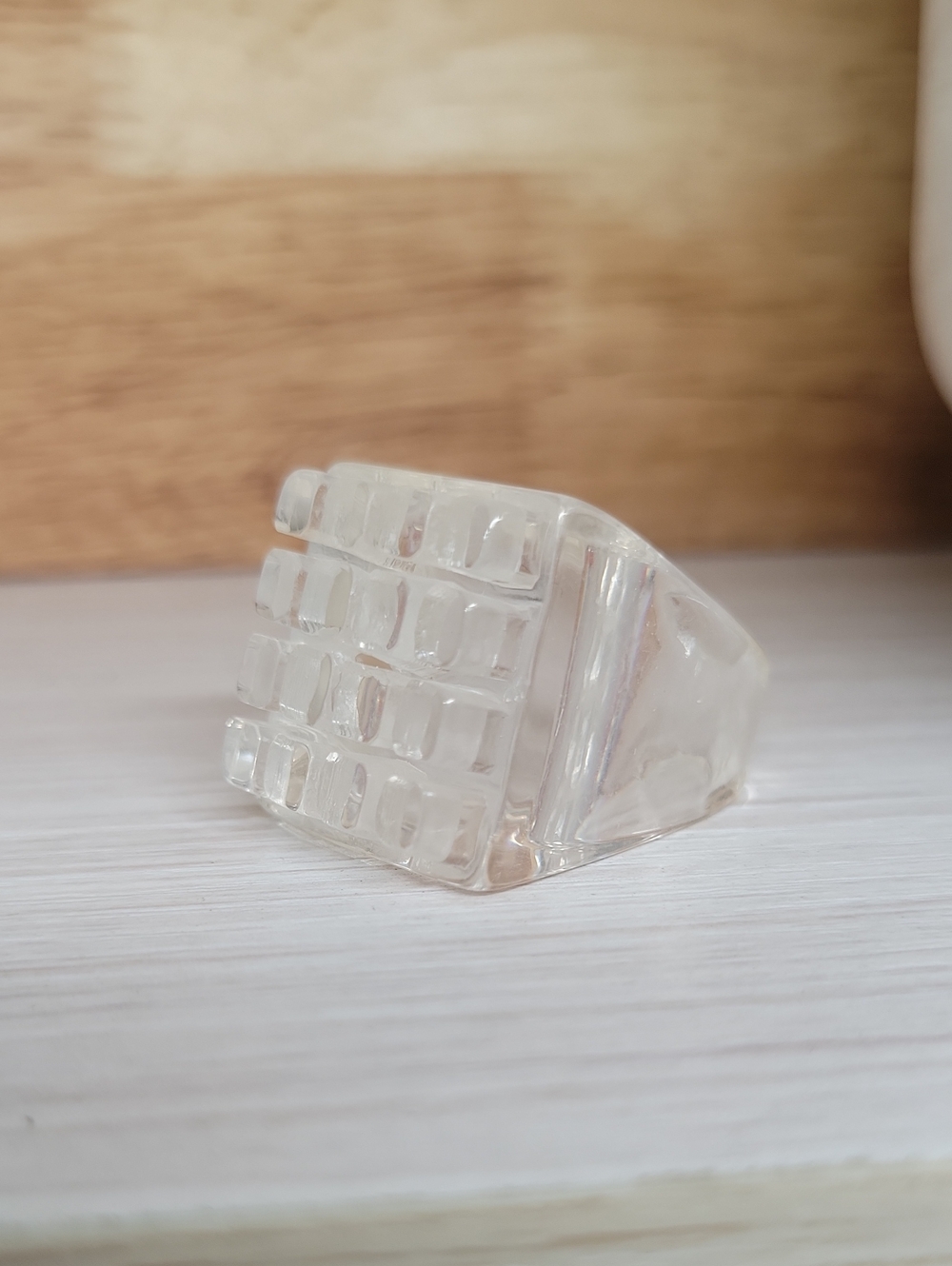 Clear Square Geometric Statement Ring, size 7 - Picture 3 of 6